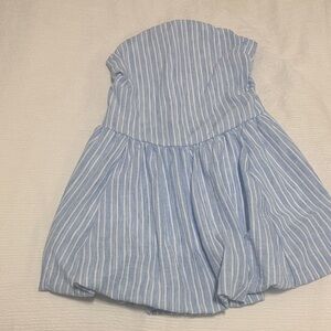Urban Outfitters Blue and White Striped Strapless Dress